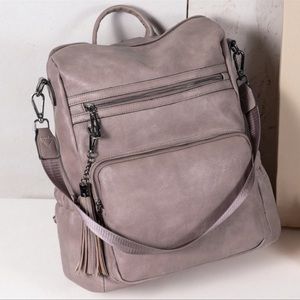 Cluci Women Shoulder Bag Backpack Purse  Faux Leather Lavender Zip Compartments